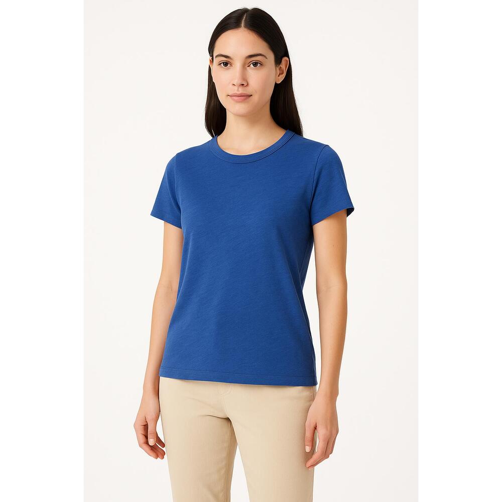 Anthropologie Heather Blue Cotton Scoop Neck Short Sleeve Tee Shirt Tops Size S